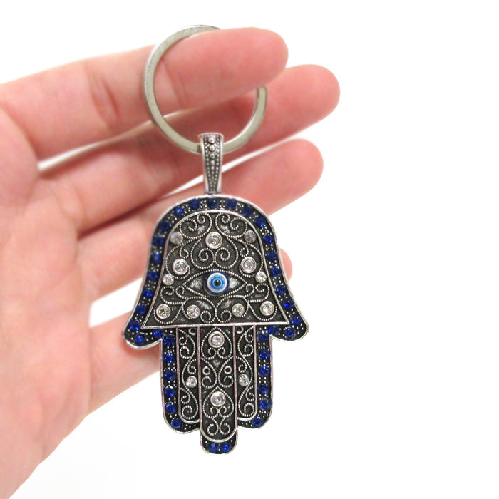 Hamsa Keychain Turkish Evil Eye Womens Mens Lucky Charm Protection Blessing Gift