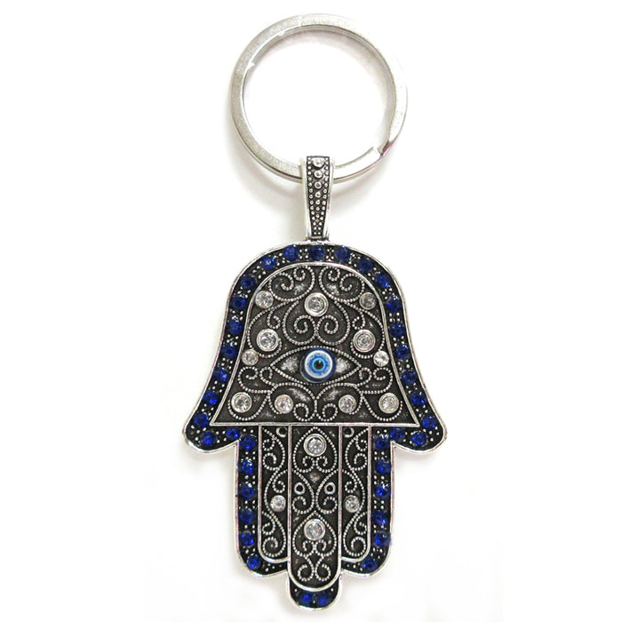 Hamsa Keychain Turkish Evil Eye Womens Mens Lucky Charm Protection Blessing Gift
