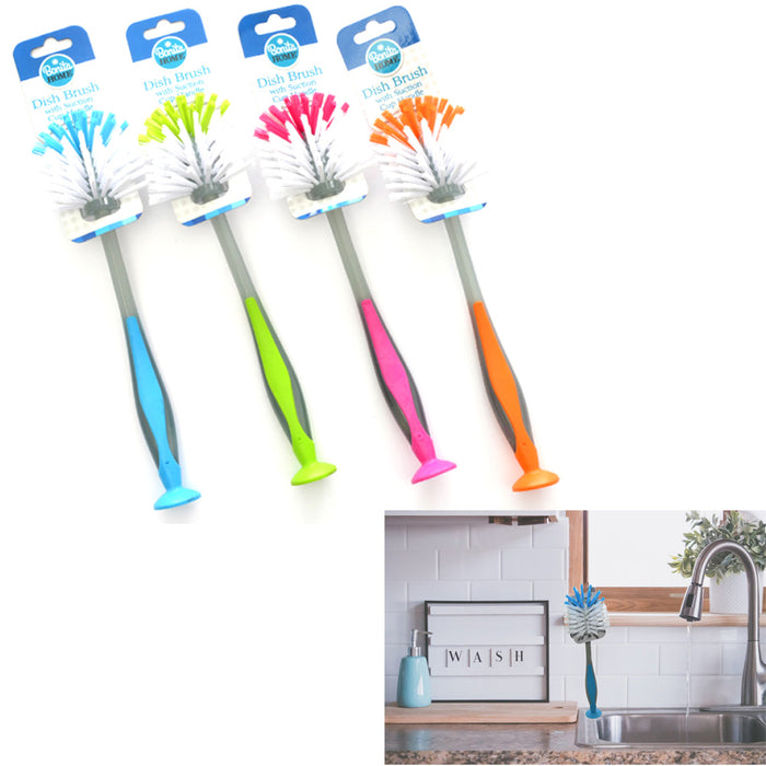 4 PC Scrub Brush Standing Suction Cup Sink Scrubber Dish Kitchen Gadgets Washing