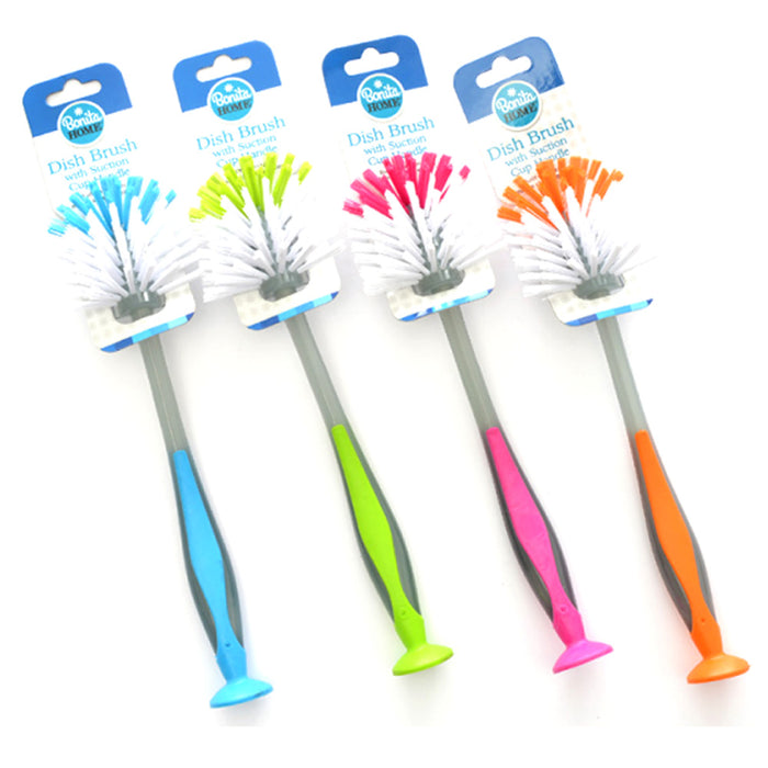 1 Scrub Brush Suction Cup Standing Scrubber Sink Dish Washing Vegetable Kitchen