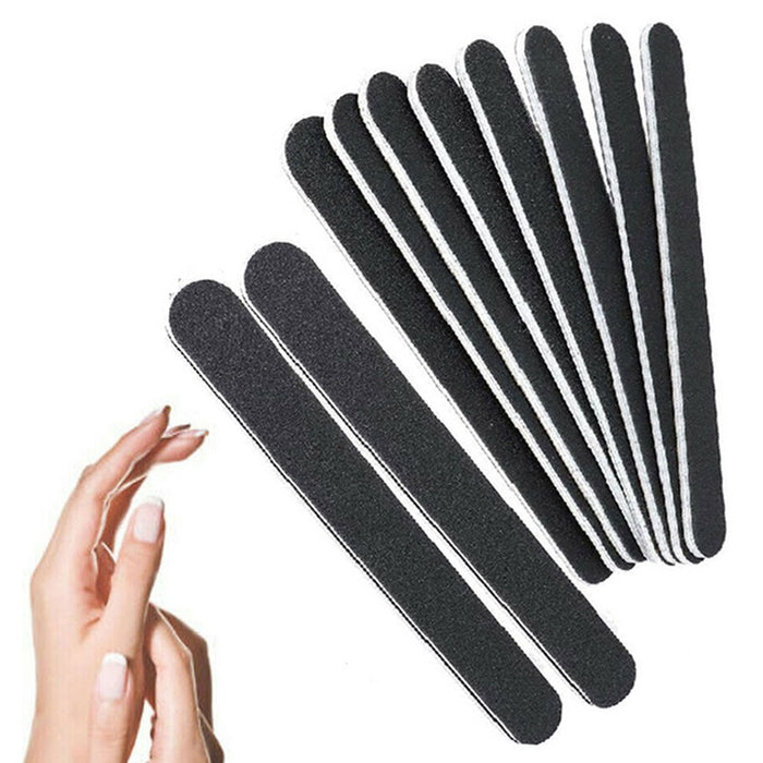 12 X Pro Double Sided Manicure Nail Files Emery Boards #100 #180 Grit Heavy Duty