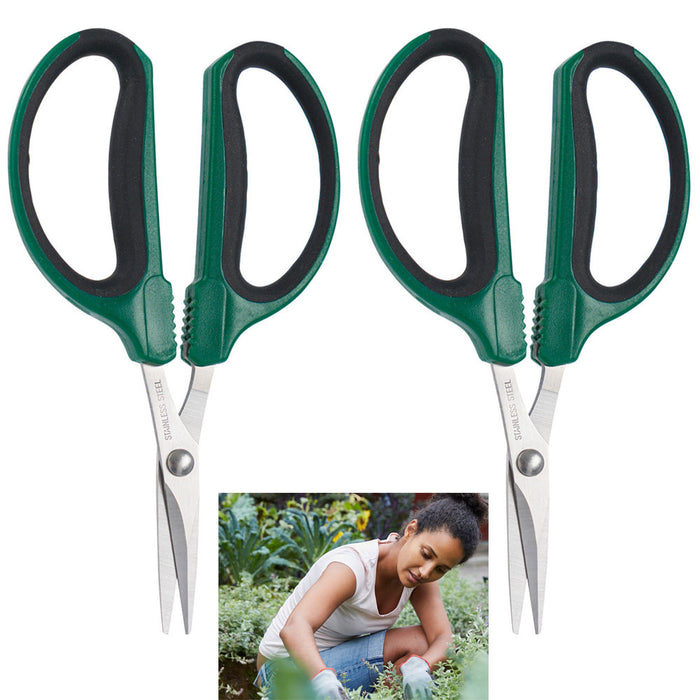 2pc Gardening Scissors 6" Pruning Shears Trimmer Plant Sharp Steel Stem Cutter