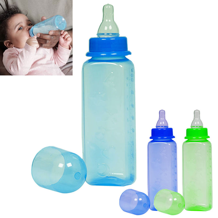 3 Pk Boy Baby Bottles Infant Feeding 8 Oz Leak Proof Babies Blue Feeder BPA Free