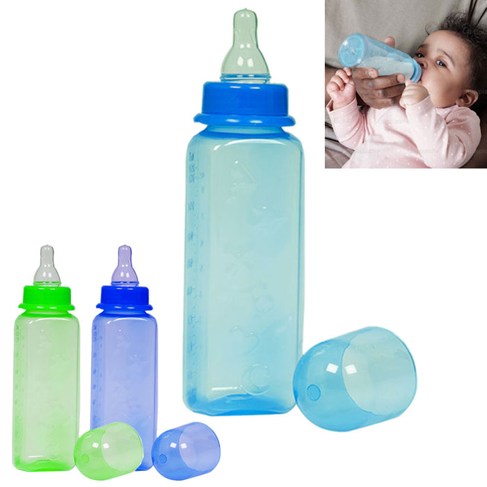 6 Pk Natural Flow Baby Bottles Blue Boy Infant Feeding 8 Oz Leak Proof BPA Free