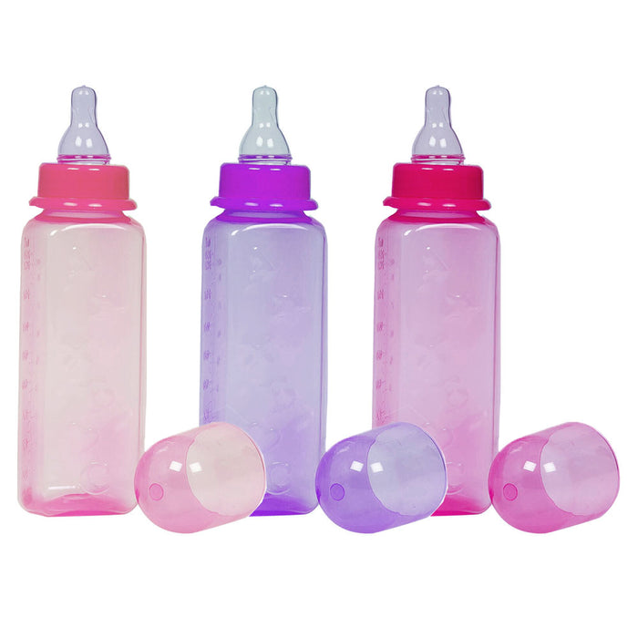 3 Pk Girl Baby Bottles Infant Feeding 8Oz Leak Proof Babies Pink Feeder BPA Free