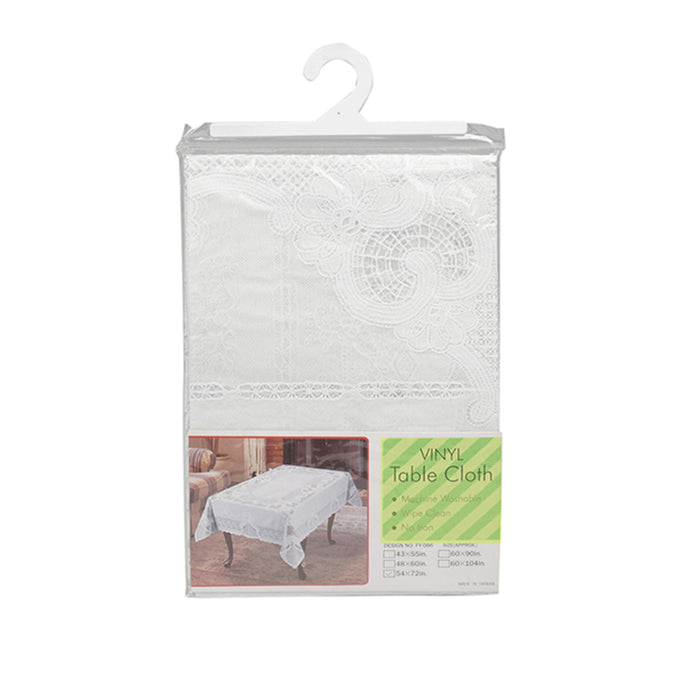 Lace Tablecloth White Vinyl 54"X72" Cover Wedding Floral Vintage Dinning Table