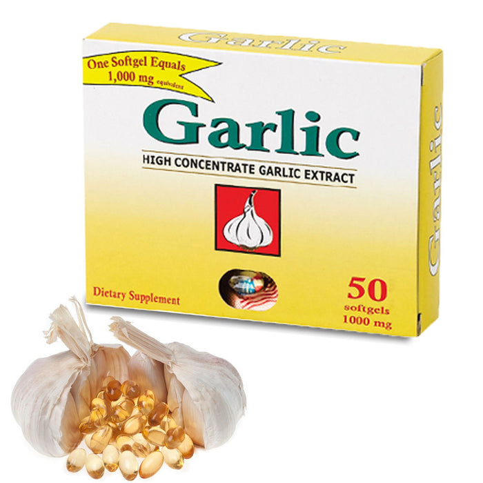 100 Ct Garlic Extract Capsules Soft Gel High Potency Dietary Supplement 1000mg