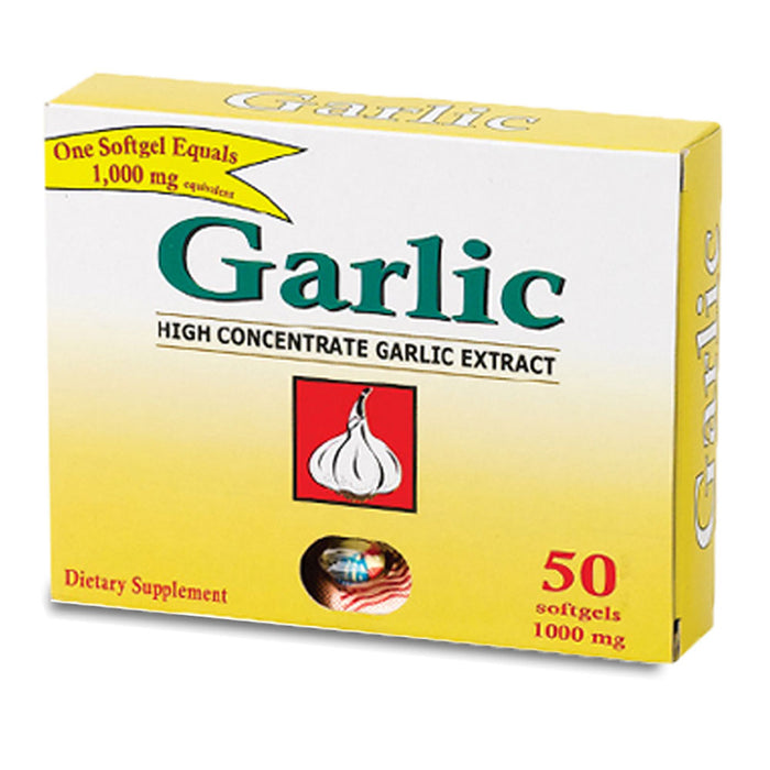 50 Ct Garlic Soft Gel High Concentrate Extract Capsule Dietary Supplement 1000mg