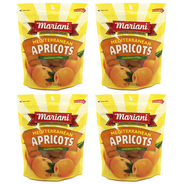 4 Bags Mariani Apricots Dried Plump Fruit Vegan Snack Sweet Fat Free Treat 3oz