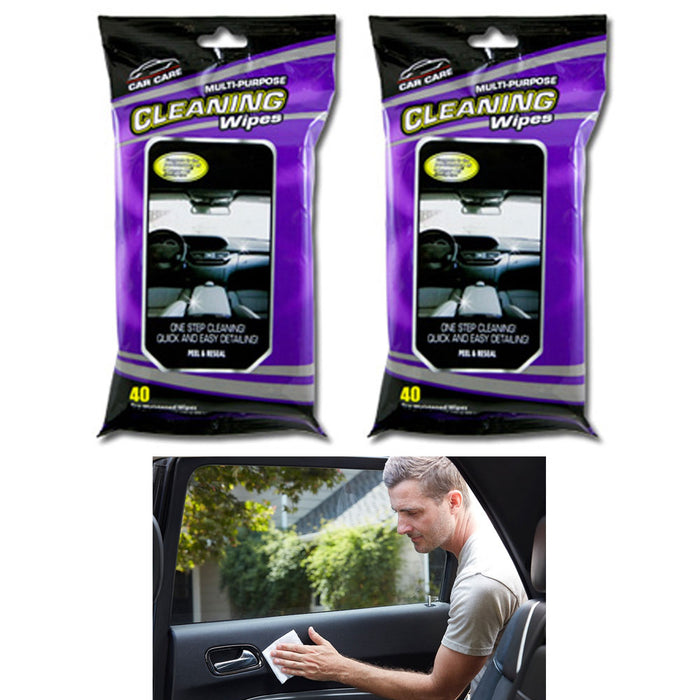 80 Ct Car Auto Wipes Cleaning Wet Towelettes Clean Interior Glass All Purpose