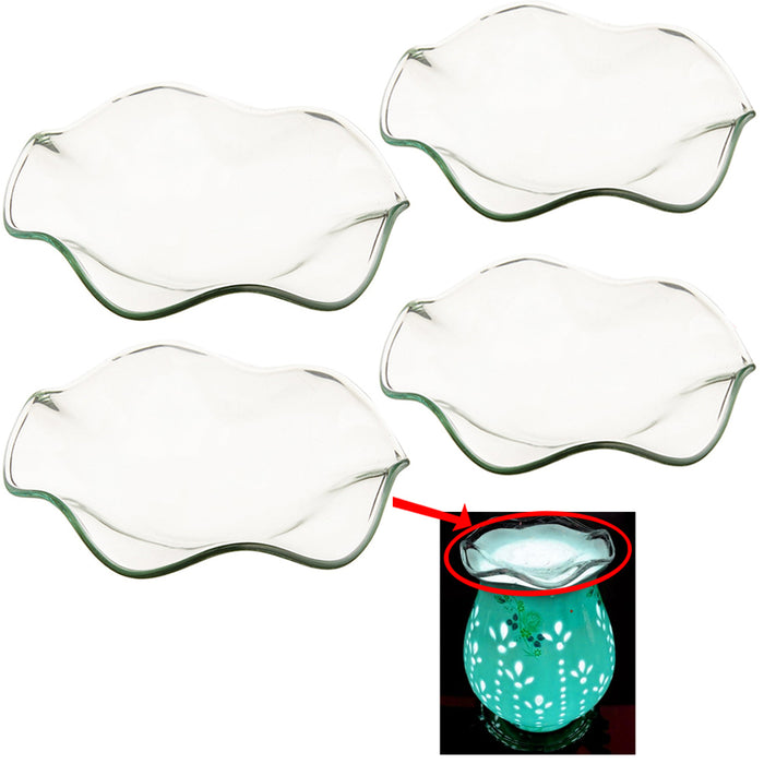 4 Pack Replacement Glass Dish Electric Lamps Oil Aromatherapy Tart Warmers 3.25"