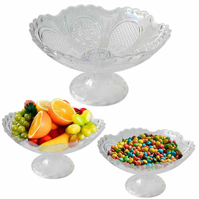 1 Pc Crystal Bowl Footed Fruit Stand Candy Dish Table Decoration Plastic Clear