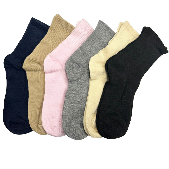 6 Pair Girls Socks Size 6-8 Crew Low Cut Quarter Kids Cute Colorful Casual Solid