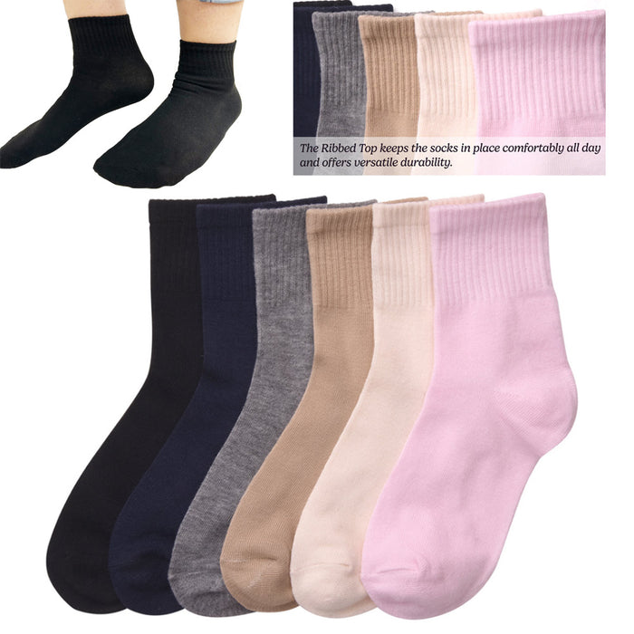 6 Pair Girls Socks Size 6-8 Crew Low Cut Quarter Kids Cute Colorful Casual Solid