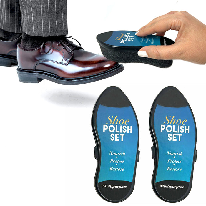 2 Pk Instant Shoe Shine Sponge Cleaning Protector Leather Care Boots All Colors