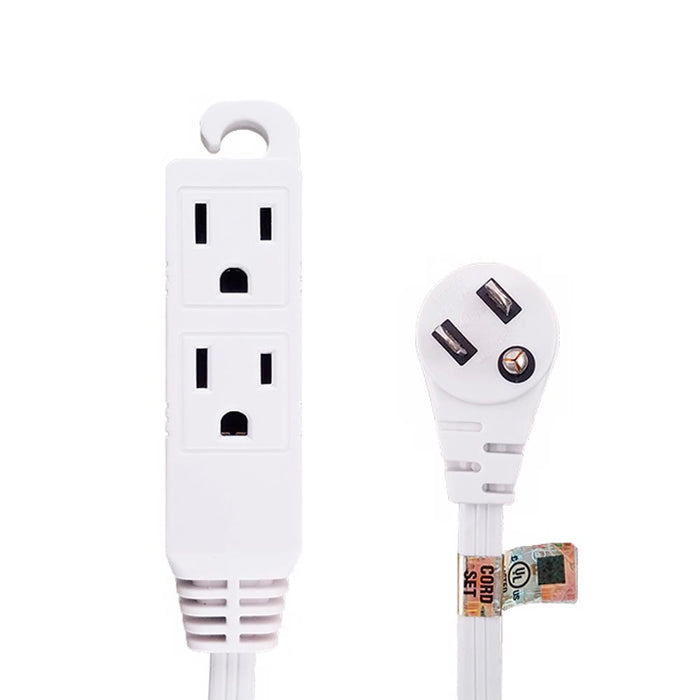 8ft 3Outlet Heavy Duty Flat Plug Extension Cord Wire 16/3 SPT-2 3 Prong Grounded