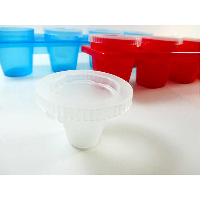 2 X Round Ice Shot Glasses Cube Tray 4 Cup Plastic Mold Cool Party Drinks