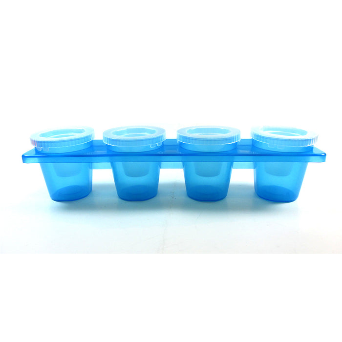 2 X Round Ice Shot Glasses Cube Tray 4 Cup Plastic Mold Cool Party Drinks