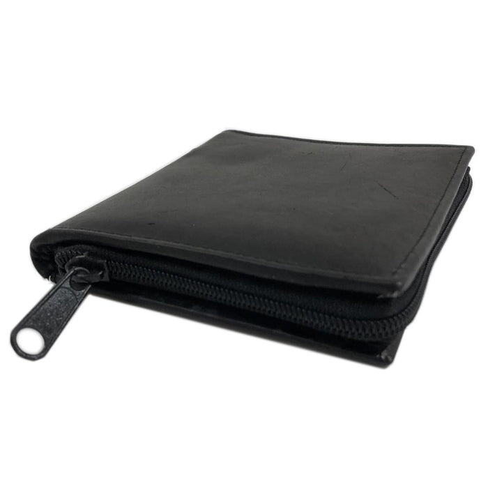 2 Genuine Leather Business Card Holder Credit Card Id Zipper Black Book Wallet !