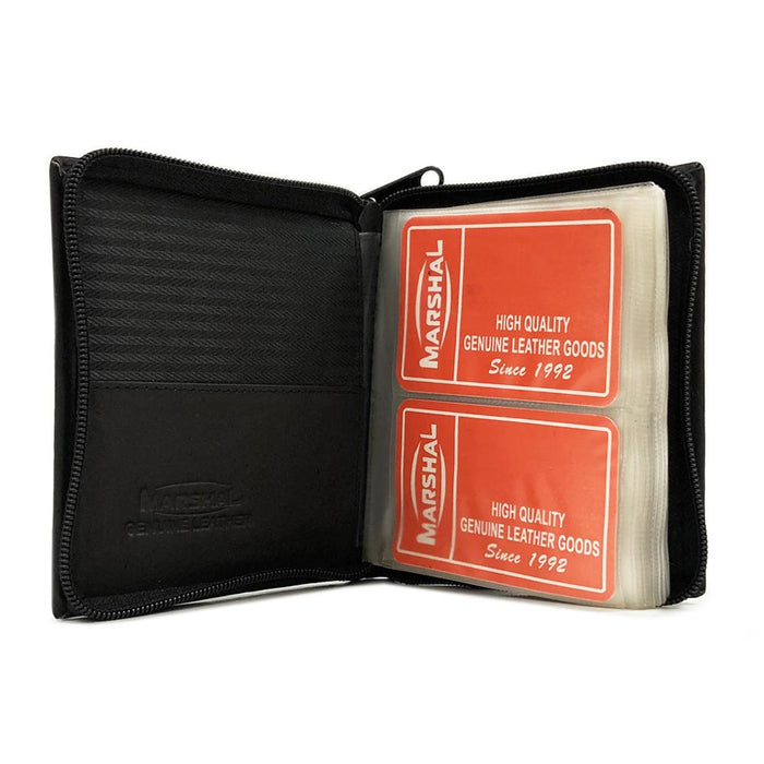 2 Genuine Leather Business Card Holder Credit Card Id Zipper Black Book Wallet !