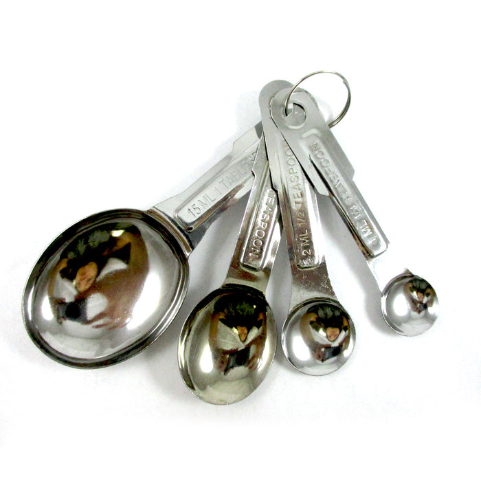 4 Pc Stainless Steel Measuring Spoon Teaspoon Set Scoop Baking Metric Tool New !