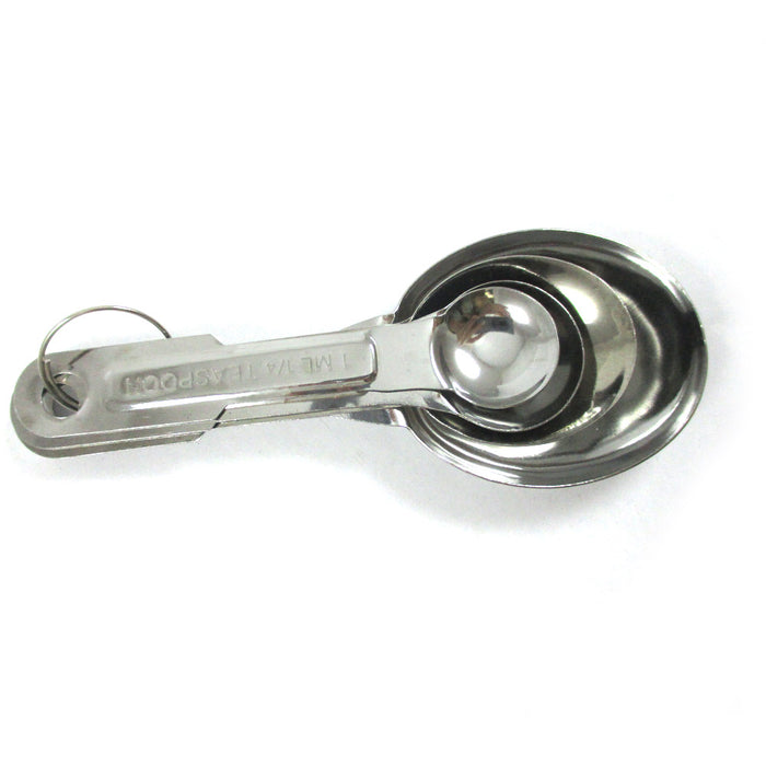 4 Pc Stainless Steel Measuring Spoon Teaspoon Set Scoop Baking Metric Tool New !