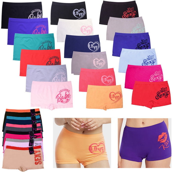 6 Seamless Boyshorts Womens Underwear Lot Booty Panties Boxer Brief Spandex New