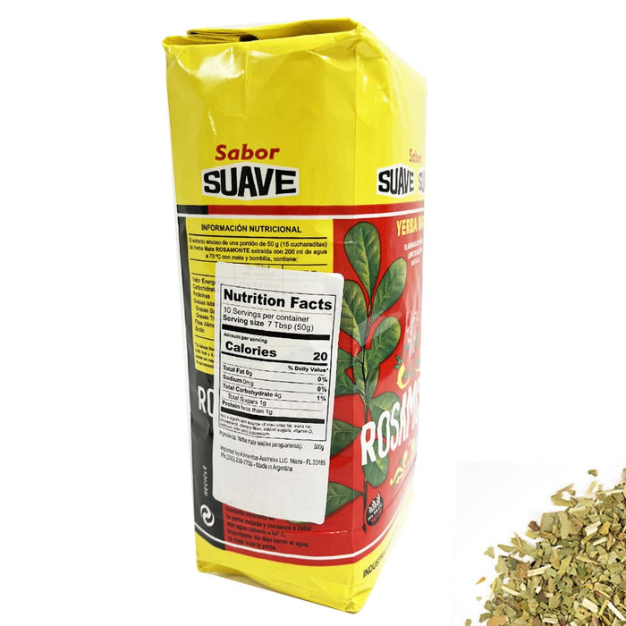 1 Yerba Mate Rosamonte Suave 1.1lb 500g  Argentina With Stems Palo Herbal Tea