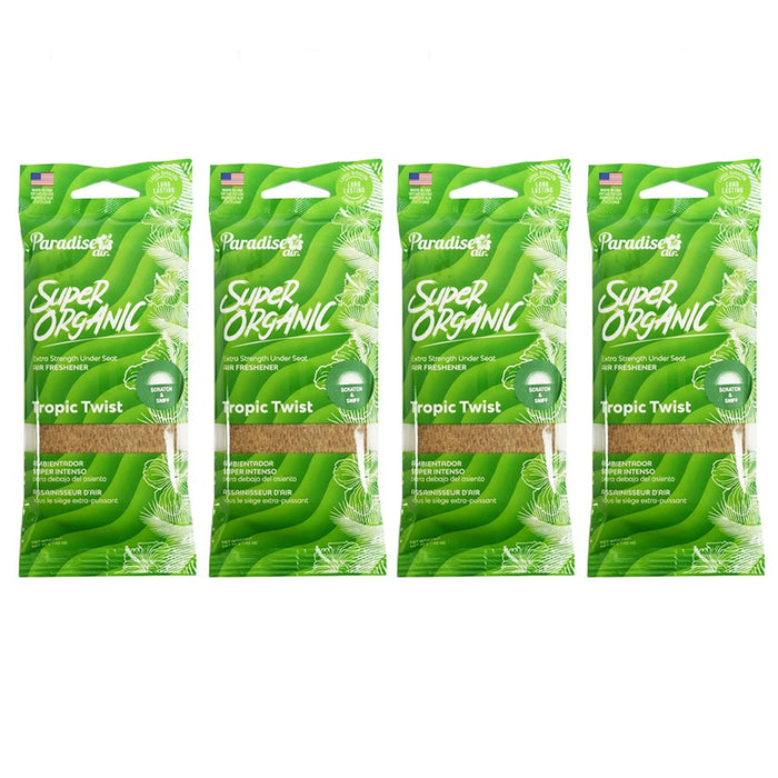 4 Car Air Freshener Organic Tropic Twist Under Seat Long Lasting Block Fragrance