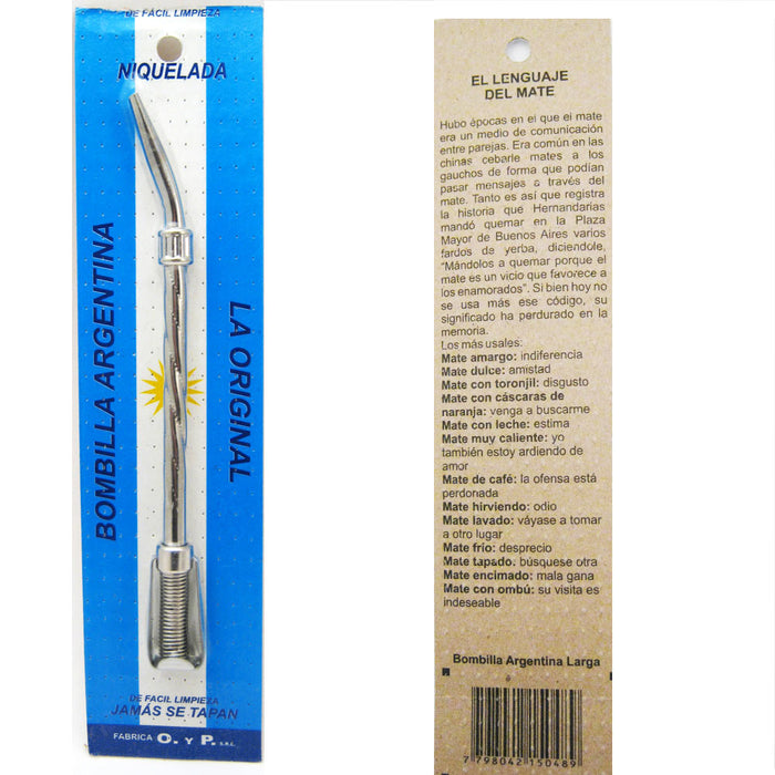 Metal Silver Yerba Mate Tea Bombilla Gourd Drinking Straw Filtered Argentina M26