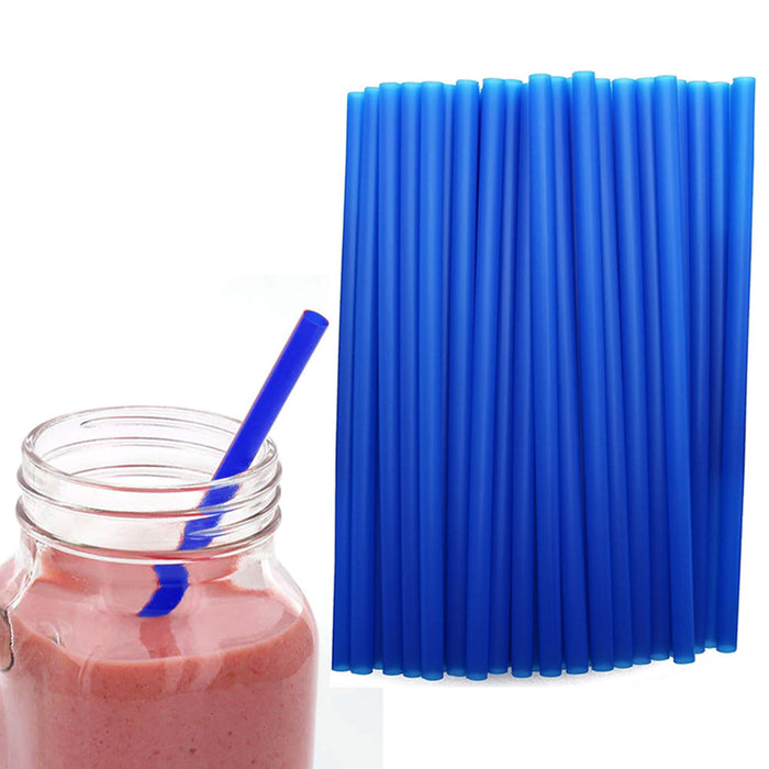 200 Ct Blue Wide Jumbo Drinking Straws Large Milkshake Smoothie Plastic Party 9"