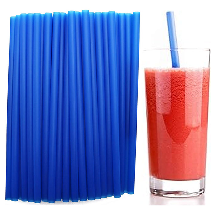 300 Ct Blue Smoothie Straws Disposable Plastic 9" Milkshake Thick Drink Home Bar