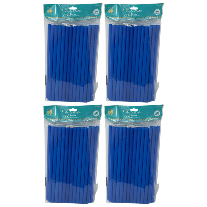 200 Ct Blue Wide Jumbo Drinking Straws Large Milkshake Smoothie Plastic Party 9"