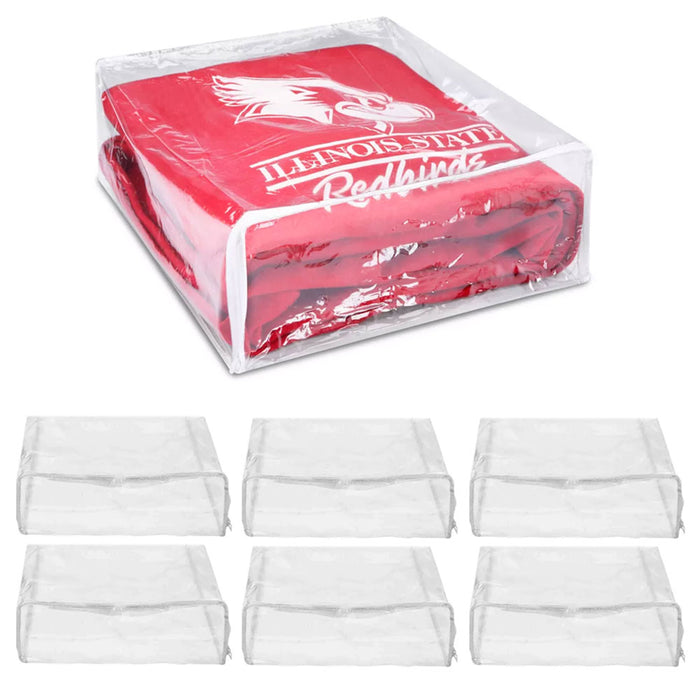 6 Pc Zippered Storage Bags Clear Vinyl Clothes Blanket Home Space Saver 15X18X6