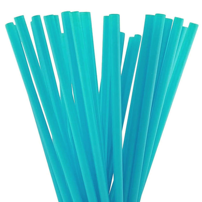 50 Ct Turquoise Party Straws Plastic Jumbo Extra Wide Fat Drinking Milkshake 9"L