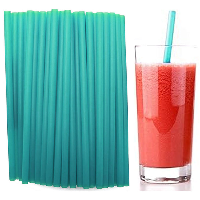 300 Ct Turquoise Smoothie Straws Disposable Plastic 9" Milkshake Thick Drink Bar