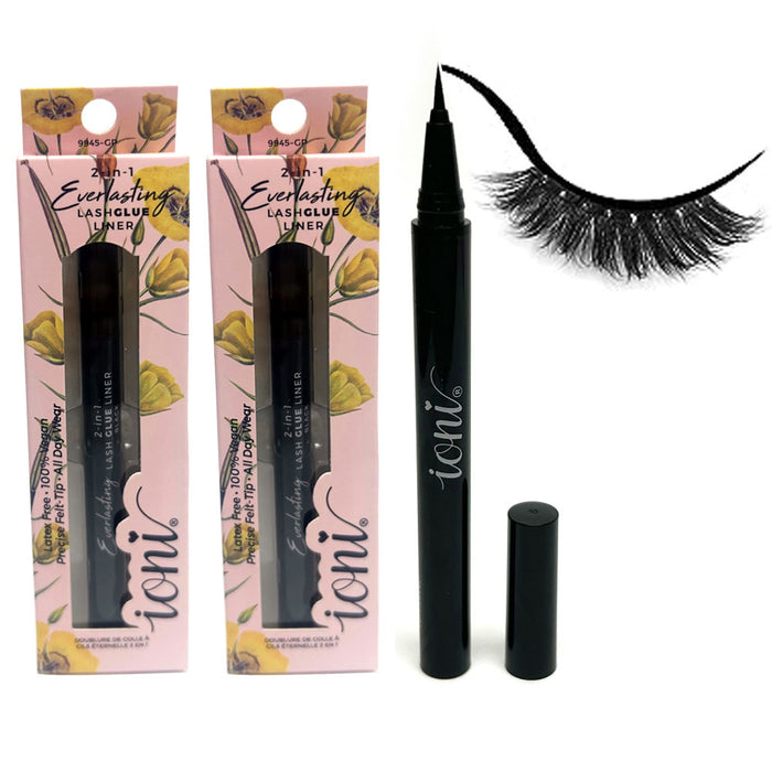 2 Pc 2 in 1 Lash Glue Eye Liner Pen Eyelash Extension Adhesive Vegan Latex Free
