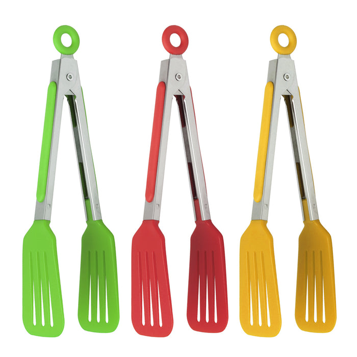 2 Pack Kitchen Mini Tongs Easy Grip Nylon Tips Cooking BBQ Bake Waffles Serving