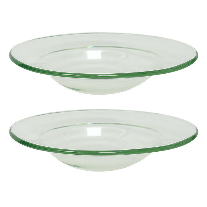 4 Replacement Round Dish Bowl Lid Oil Warmer Tart Burners 4 1/2 Inch Clear Glass