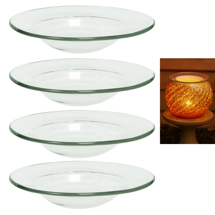 4 Pc Replacement Glass Dish Electric Oil Warmer Lamps Aromatherapy Warmers 4"