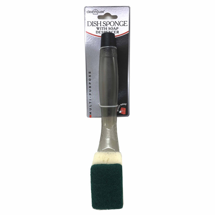 1 Pc Soap Dispenser Dish Sponge Cleaner Wand Brush Scrub Refill Washing Kitchen