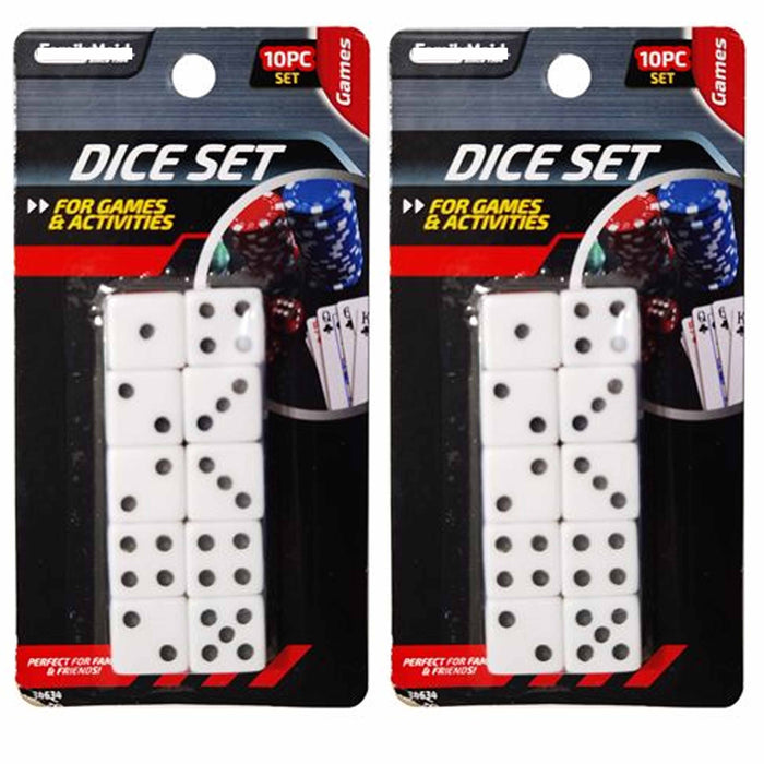 20 Pc Square Dice Six Sided White Black Pip P6 Die D6 Casino Gambling Games Gift