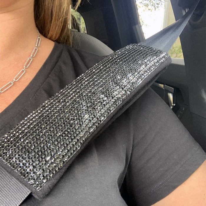 2 PCS Crystal Seat Belt Shoulder Pads Bling Cushion Cover Car Pillow Interior