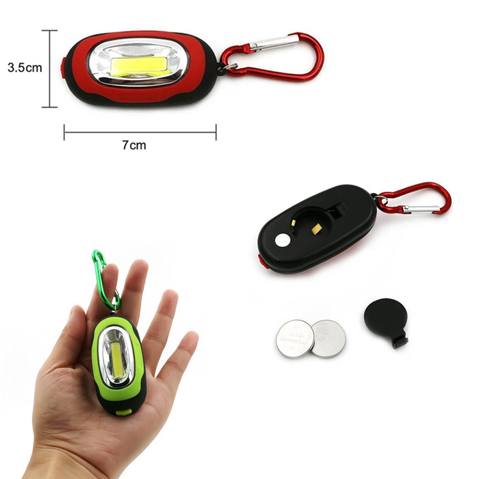 6 Flashlights Key Ring Portable COB LED Carabiner Keychain Camping Light Hiking