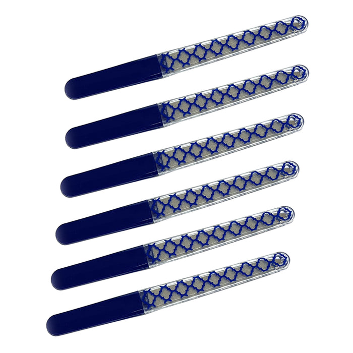 6 Pc Sapphire Nail Files Metal Stainless Steel Dual Sided Manicure Emery Boards