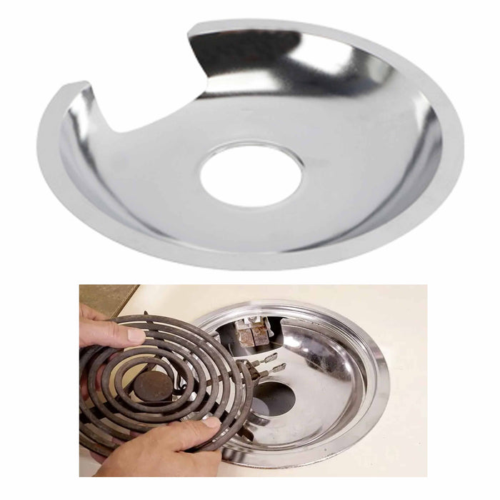 4 Pc Drip Pans Reflector Bowl Set 8" Burner Gas Stove Range Chrome Heavy Duty