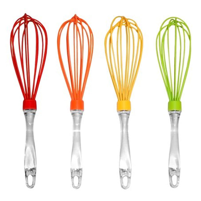2 Pc Silicone Coated Whisk Egg Beater Non Scratch Sturdy Blender Balloon Kitchen