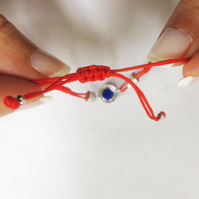 1 Hamsa Evil Eye Rose Gold Sterling Silver 925 Bracelet Crystal Red String Charm