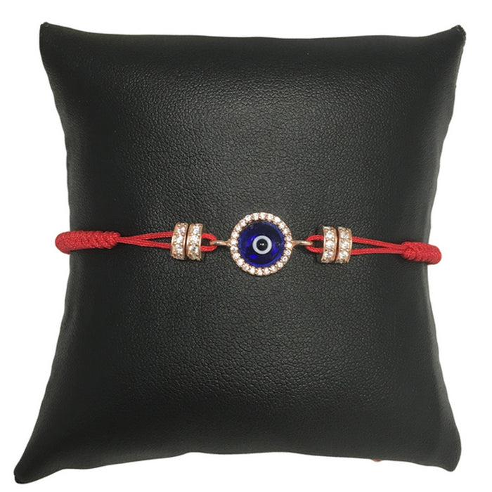 1 Hamsa Evil Eye Rose Gold Sterling Silver 925 Bracelet Crystal Red String Charm
