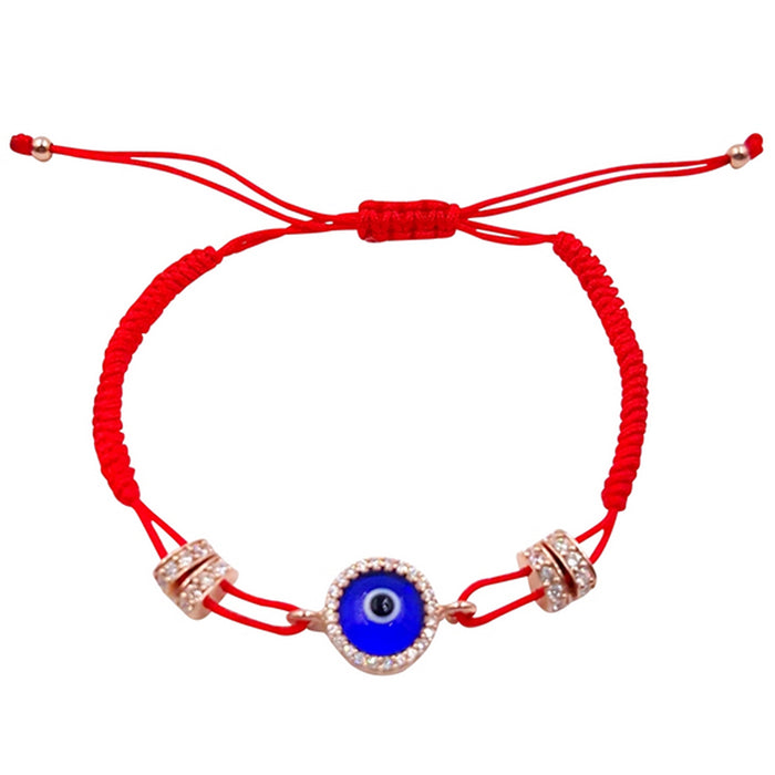 1 Hamsa Evil Eye Rose Gold Sterling Silver 925 Bracelet Crystal Red String Charm